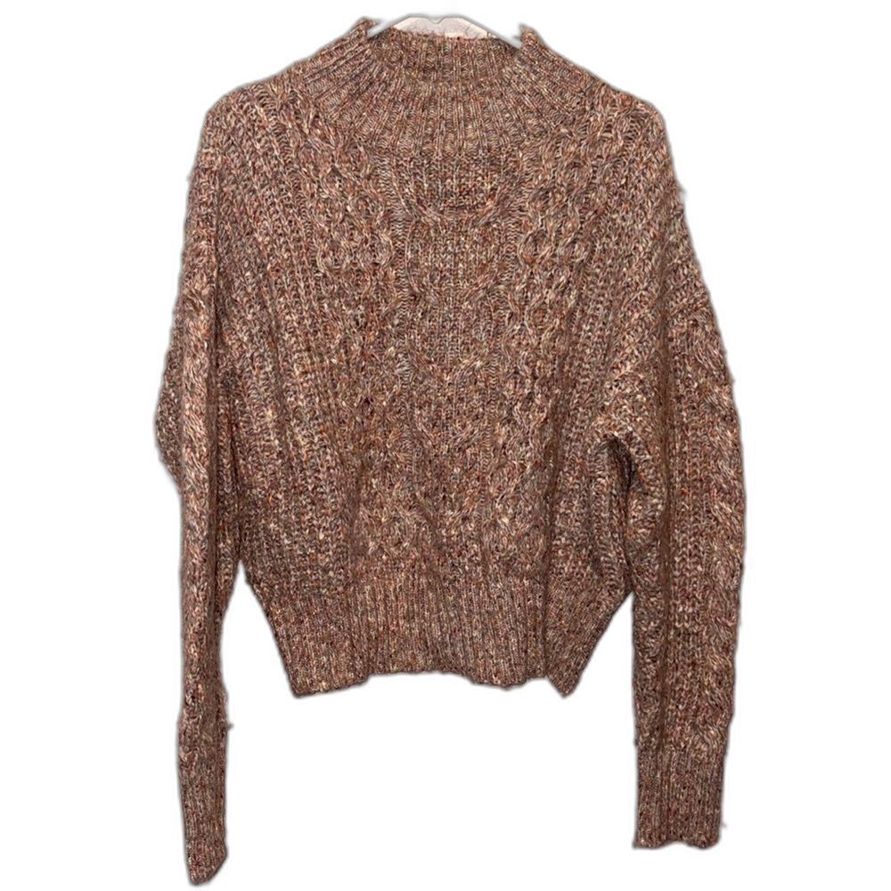 Very J cable knit sweater pink multi size L